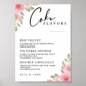 Modernes Rose Carnation Menu Cake Hochzeitstorte Z Poster (Vorne)