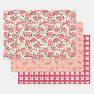 Modernes Rose Garden Gift Wrap Set Geschenkpapier Set