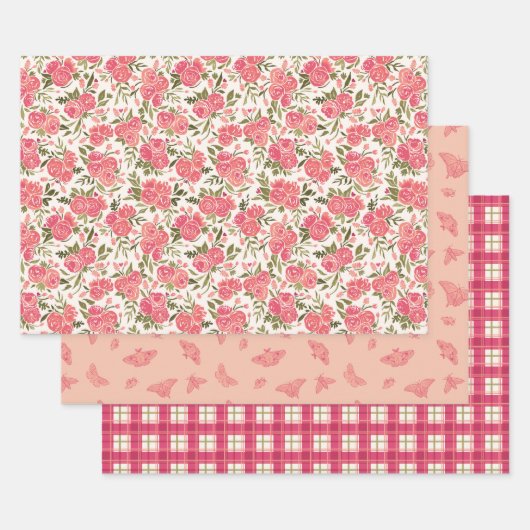 Modernes Rose Garden Gift Wrap Set Geschenkpapier Set (Set)