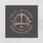 Modernes Rose Gold Bakery Business Vielen Dank Quadratische Visitenkarte (Vorderseite)