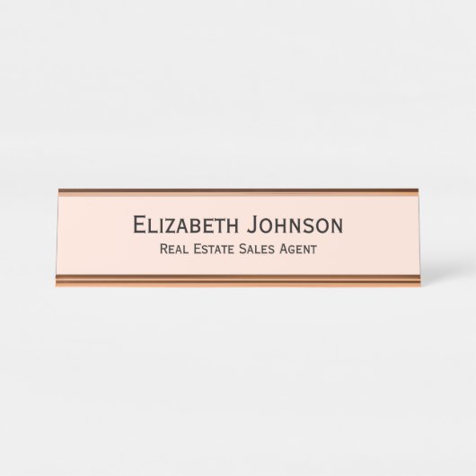 Modernes Rose Gold Beruflich Business Office Schreibtischnamensplakette (Vorderseite )