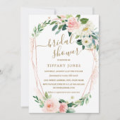 Modernes Rose Gold Blumenkranz Brautparty Einladung (Vorderseite)