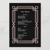 Modernes Rose Gold Border Navy Black Wedning Dinne Menükarte (Vorderseite)
