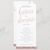 Modernes Rose Gold Brush Stroke Wedding Programm (Vorne/Hinten)