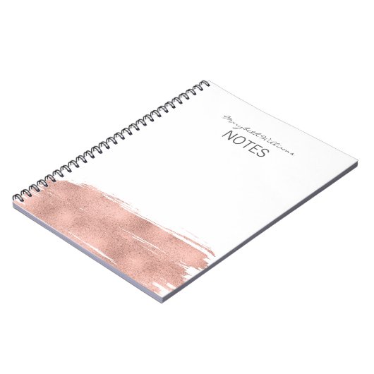 Modernes Rose Gold Brushstroke Notebook Notizblock (Linke Seite)