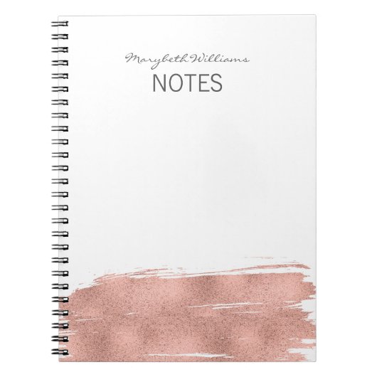 Modernes Rose Gold Brushstroke Notebook Notizblock (Vorderseite)