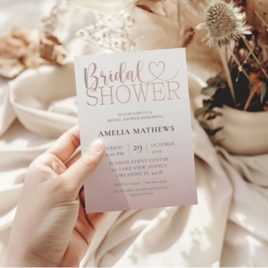 Modernes Rose Gold Calligraphy Brautparty Einladung