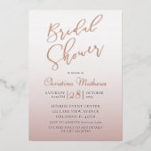 Modernes Rose Gold Calligraphy Brautparty Folieneinladung (Vorderseite)