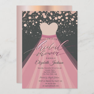 Modernes Rose Gold Dots Dress Brautparty Einladung