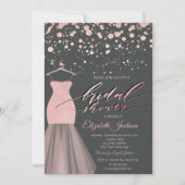 Modernes Rose Gold Dots Glitzer Dress Brautparty Einladung (Vorderseite)