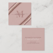 Modernes Rose-Gold-Fohlen-Kupfer-Brush-Monogramm Quadratische Visitenkarte (Vorne/Hinten)