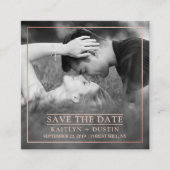 Modernes Rose Gold Foil Foto Save the Date Begleitkarte (Vorderseite)
