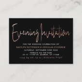Modernes Rose Gold Foil Script Abend Event Ticket Begleitkarte (Vorderseite)