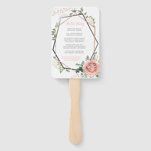 Modernes Rose Gold Geometric Wedding Programm Fächer (Rückseite)