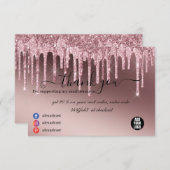 Modernes Rose Gold Glitzer Business Dankeskarte (Vorne/Hinten)