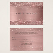 Modernes Rose Gold Glitzer Geschenkgutschein (Vorne & Hinten)