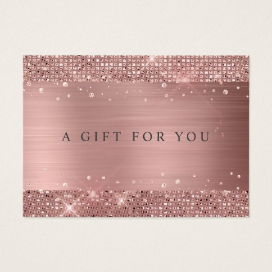 Modernes Rose Gold Glitzer Geschenkgutschein (Vorderseite)