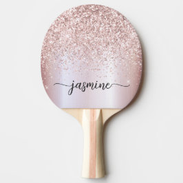 Modernes Rose Gold Glitzer Individuelle Name Scrip Tischtennis Schläger