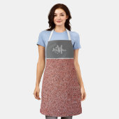 Modernes Rose Gold Glitzer Monogram Personalisiert Schürze (Getragen)