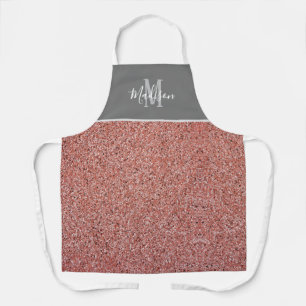 Modernes Rose Gold Glitzer Monogram Personalisiert Schürze