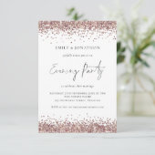 Modernes Rose Gold Glitzer Wedding Abend Party Einladung (Stehend Vorderseite)