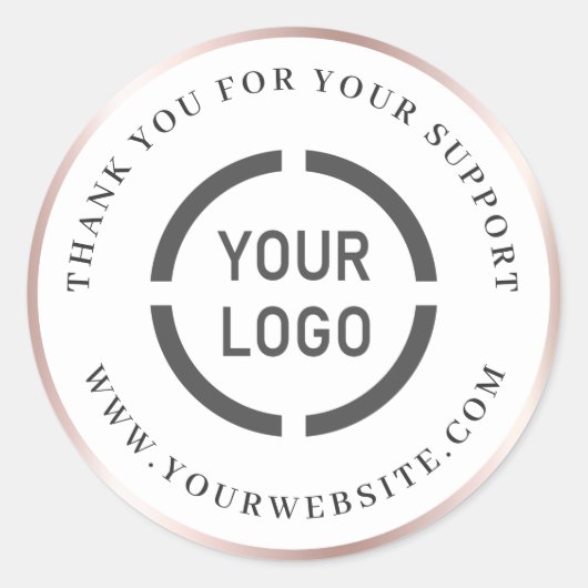 Modernes Rose Gold Grenz Logo-Geschäft Vielen Dank Runder Aufkleber (Vorderseite)