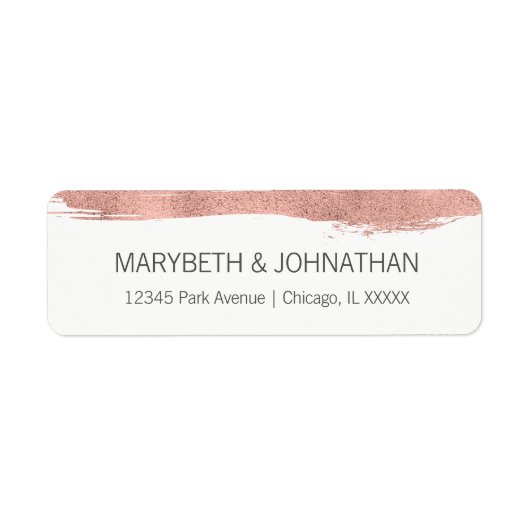 Modernes Rose Gold Pinselstrich Hochzeitsplatz (Vorne)