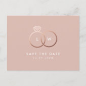 Modernes Rose Gold Rating Monogram Save the Date Postkarte (Vorderseite)