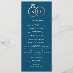Modernes Rose Gold Rings Custom Wedding Programm