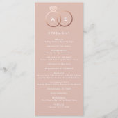 Modernes Rose Gold Rings Custom Wedding Programm (Vorderseite)