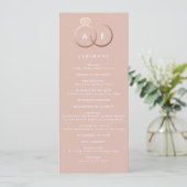 Modernes Rose Gold Rings Custom Wedding Programm (Stehend Vorderseite)