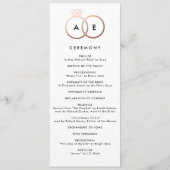 Modernes Rose Gold Rings Custom Wedding Programm (Vorderseite)