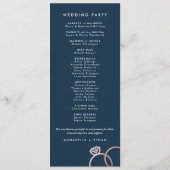 Modernes Rose Gold Rings Navy Blue Wedding Program Programm (Rückseite)