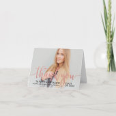 Modernes Rose Gold Script Abschluss Foto Dankeskarte (Vorderseite)