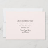 Modernes Rose Gold Script Baby Foto Danke Karte (Rückseite)