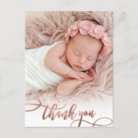 Modernes Rose Gold Script Baby Girl Foto Vielen Da
