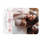Modernes Rose Gold Script Foto Save the Date Magnet (Horizontal)
