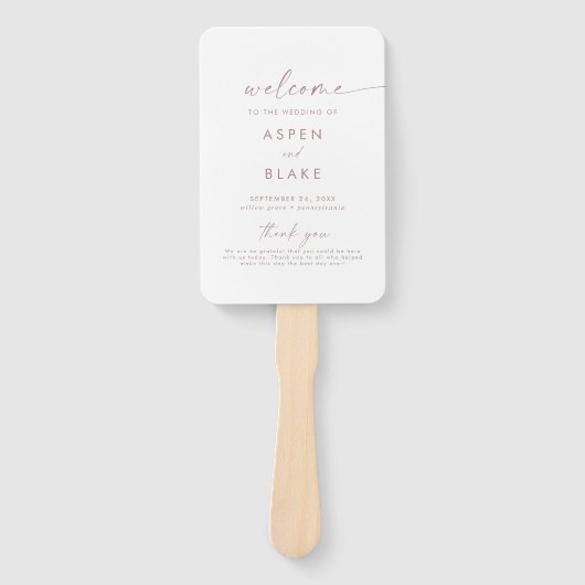 Modernes Rose Gold Script Hochzeitsprogramm Fächer (Vorderseite)