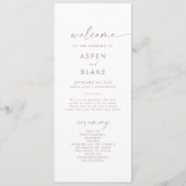 Modernes Rose Gold Script Hochzeitsprogramm Programm (Vorderseite)