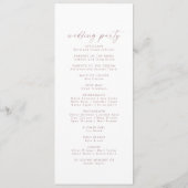 Modernes Rose Gold Script Hochzeitsprogramm Programm (Rückseite)