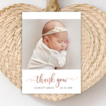 Modernes Rose Gold Script Simple Baby Foto