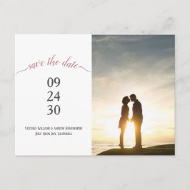Modernes Rose Gold Script Wedding Rett Date Foto Ankündigungspostkarte