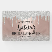 Modernes Rose Gold & Silver Tropfens Brautparty Banner (Horizontal)