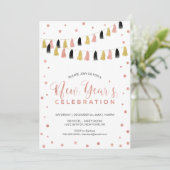 Modernes Rose Gold Silvester Party Einladung (Stehend Vorderseite)