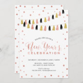 Modernes Rose Gold Silvester Party Einladung (Vorne/Hinten)