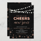 Modernes Rose Gold Silvester Party Einladung (Vorne/Hinten)
