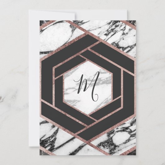 Modernes Rose Gold Trim Hexagon Brautparty Einladung (Rückseite)