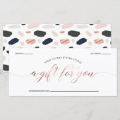 Modernes Rose-Gold- und Navy-Blue-Geschenkzertifik (Vorne/Hinten)