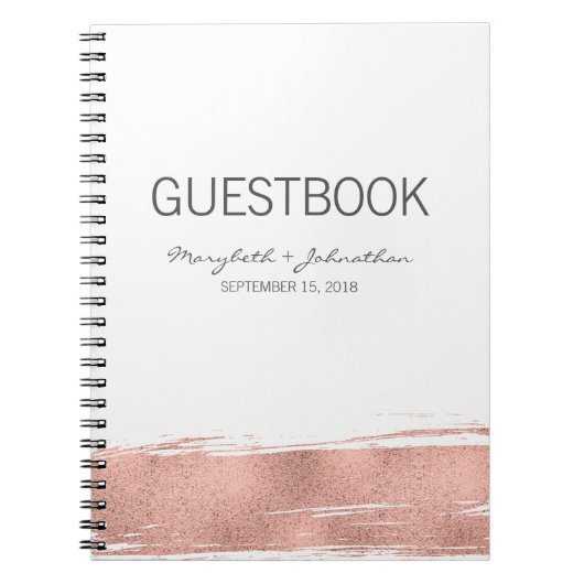 Modernes Rose Gold Wedding Gästebuch Notizblock (Vorderseite)