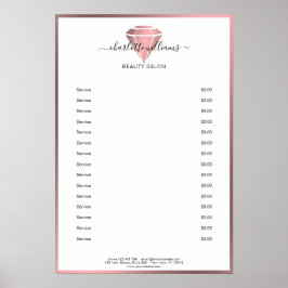 Modernes Rosegold Diamond Price List Poster